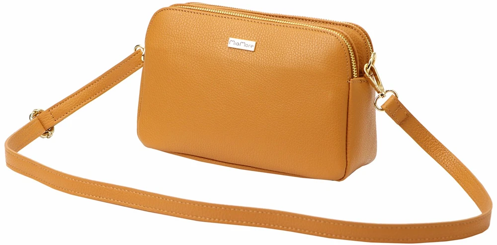 Moteriška odinė crossbody rankinė MiaMore, ruda