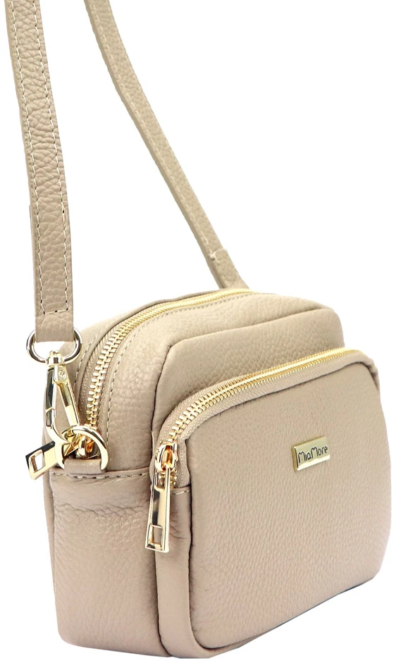 Moteriška odinė rankinė MiaMore 01-062, auksinė, ruda (camel)