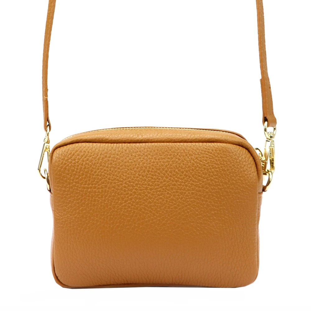 Moteriška odinė rankinė MiaMore 01-062, auksinė, ruda (camel)