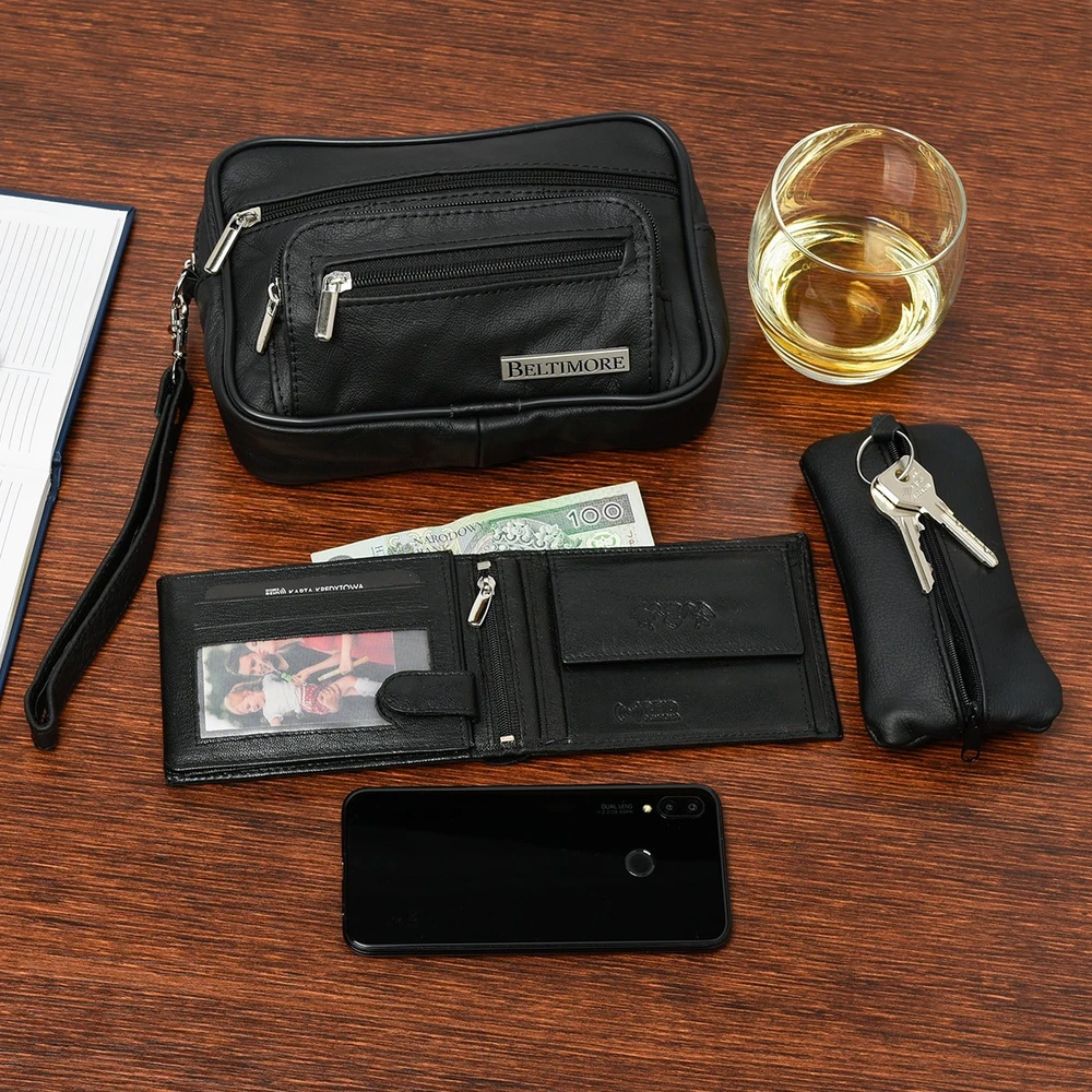 Kelioninis Rinkinys męski skórzany premium Beltimore portfel saszetka etui P70