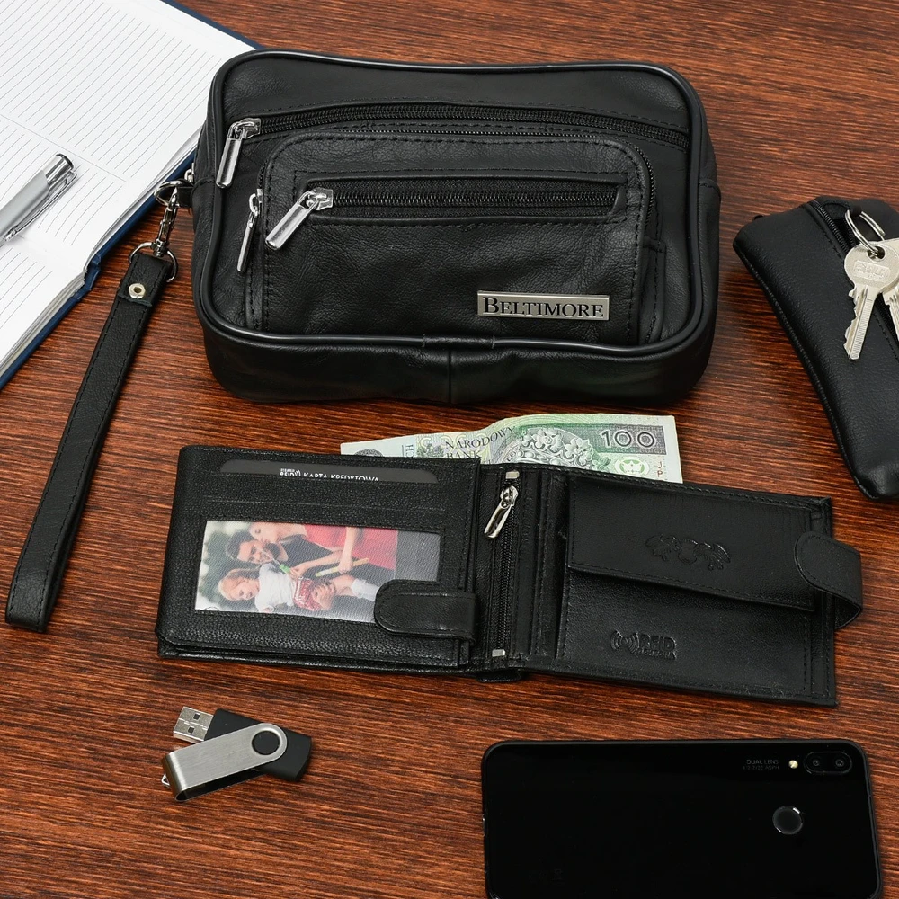 Kelioninis Rinkinys męski skórzany premium Beltimore portfel saszetka etui P71