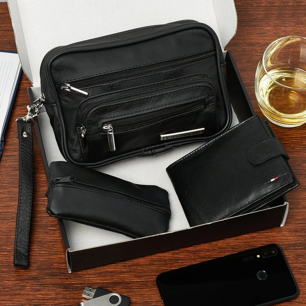 Kelioninis Rinkinys męski skórzany premium Beltimore portfel saszetka etui P71