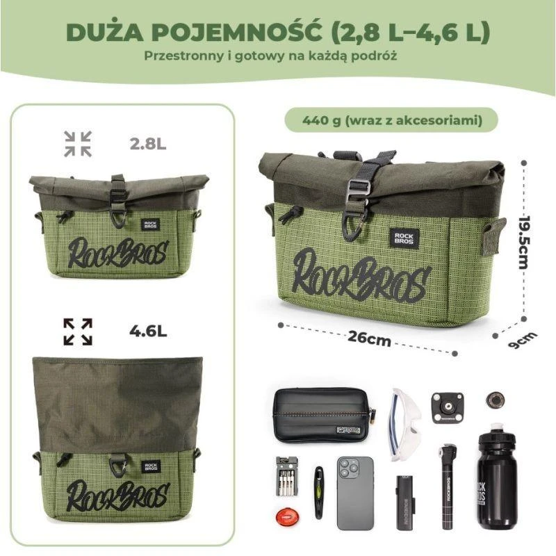 Dviračio vairo krepšys Rockbros