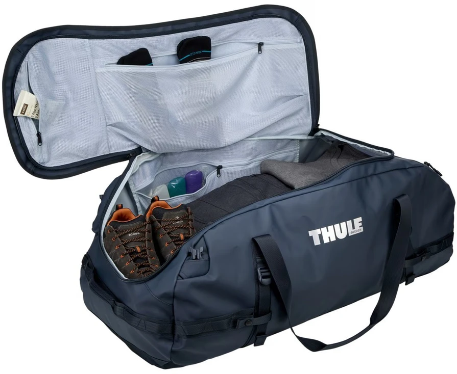 Thule Chasm 130L tamsiai mėlynas sportinis krepšys-kuprinė
