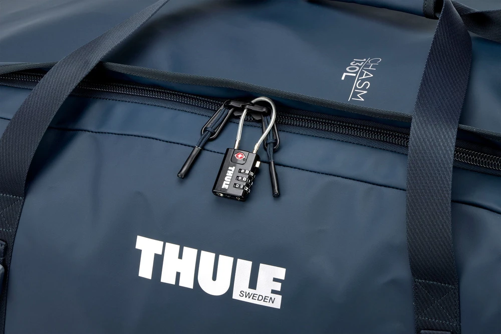 Thule Chasm 130L tamsiai mėlynas sportinis krepšys-kuprinė