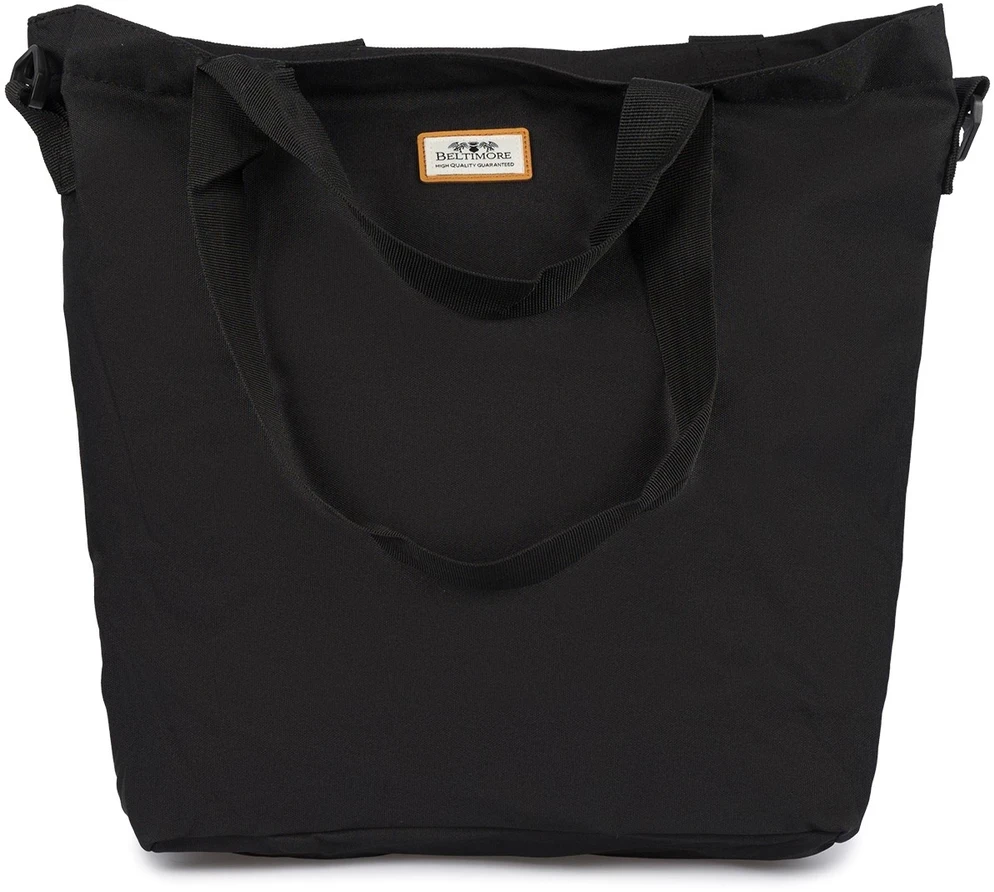 Didelė moteriška audinė shopper tipo rankinė A4 madinga juoda Beltimore R-TZ