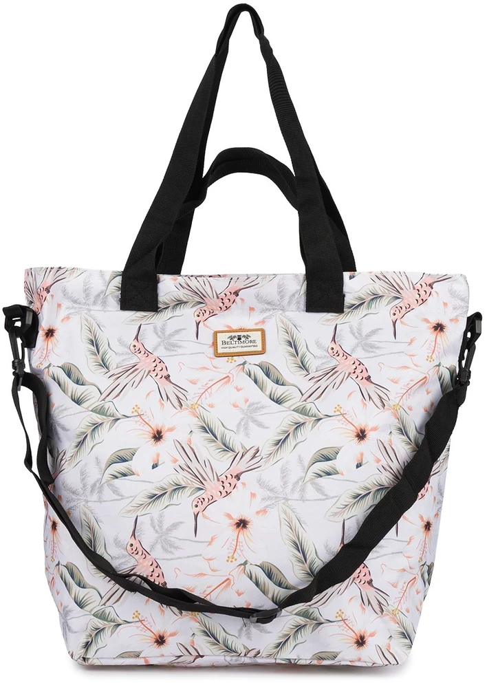 Moteriška didelė A4 audinė shopper rankinė, madinga per petį, kolibrio Beltimore R-TZ.