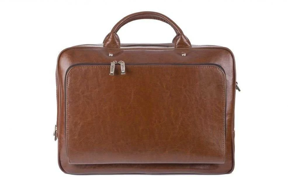 Kelioninis Vintage Brown odinė nešiojamojo kompiuterio rankinė ant pečių Solier Rothen