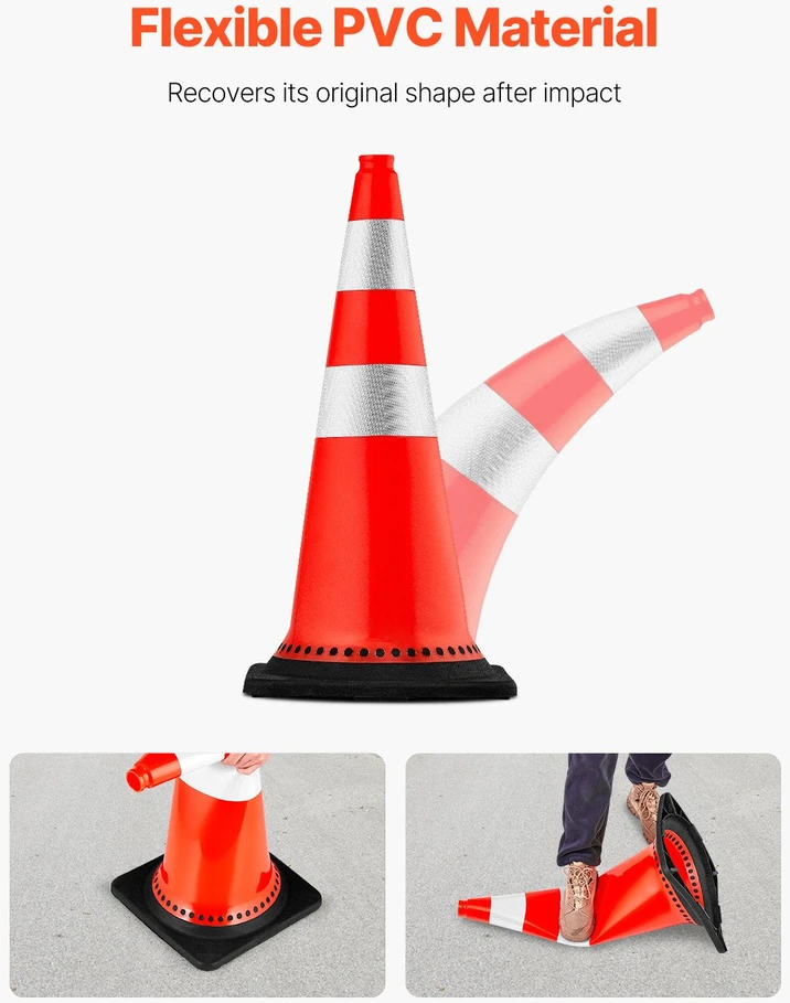 VEVOR Oranžiniai kelių kūgiai su atšvaitu 75 cm