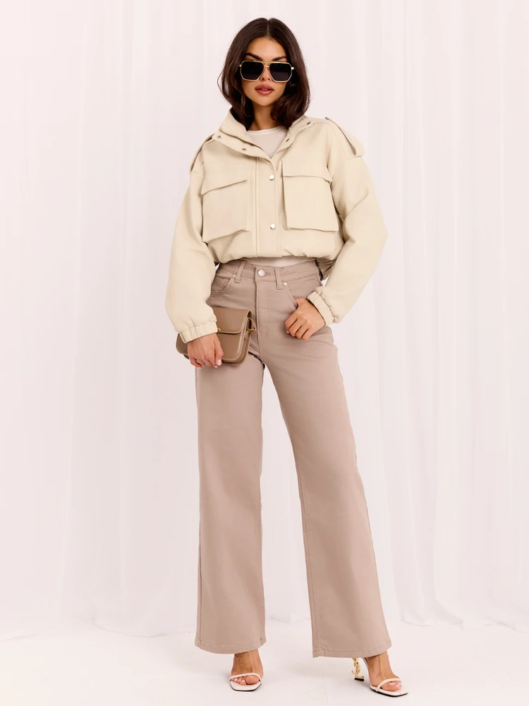 Kelnės jeans-D60140BA62672A1-ciemny bezowy