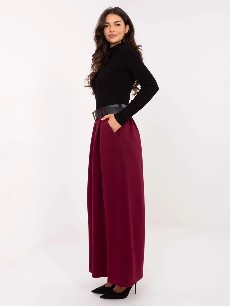 Moteriškos plačios palazzo kelnės Italy Moda, bordo