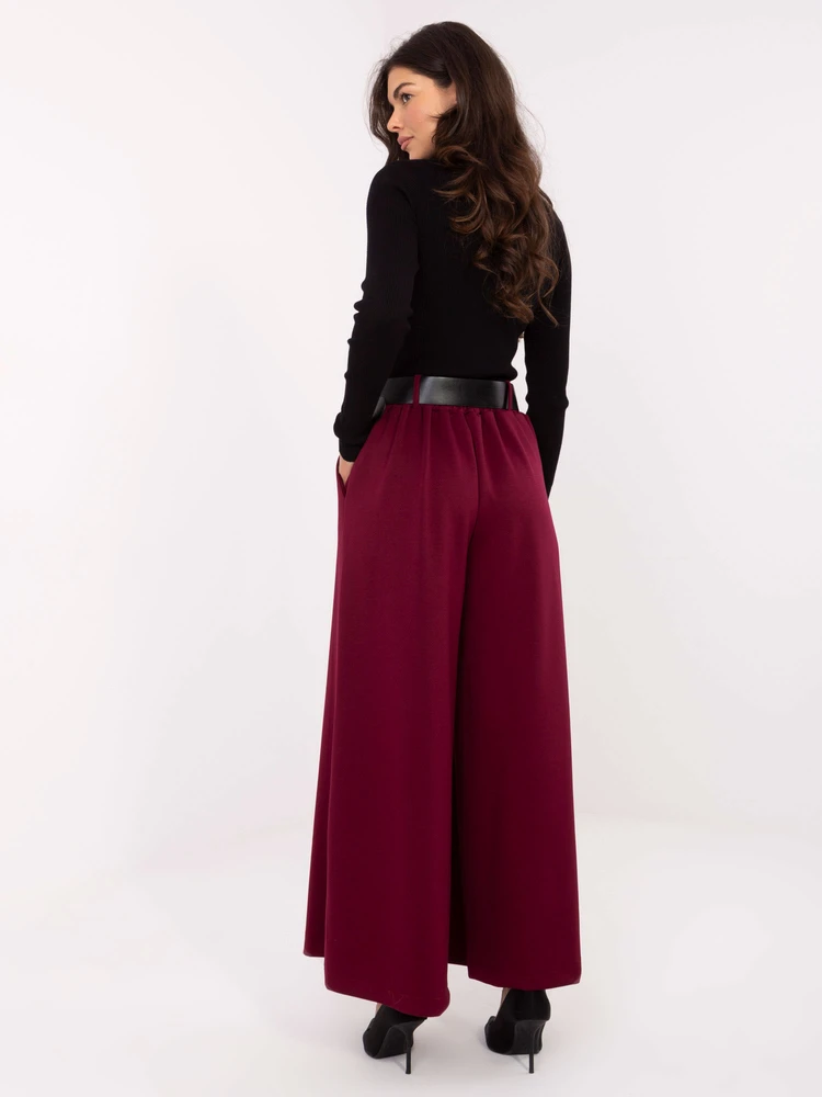 Moteriškos plačios palazzo kelnės Italy Moda, bordo