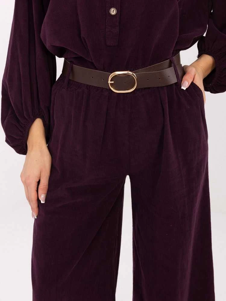 Kelnės tamsiai violetinės veliūrinės Moe