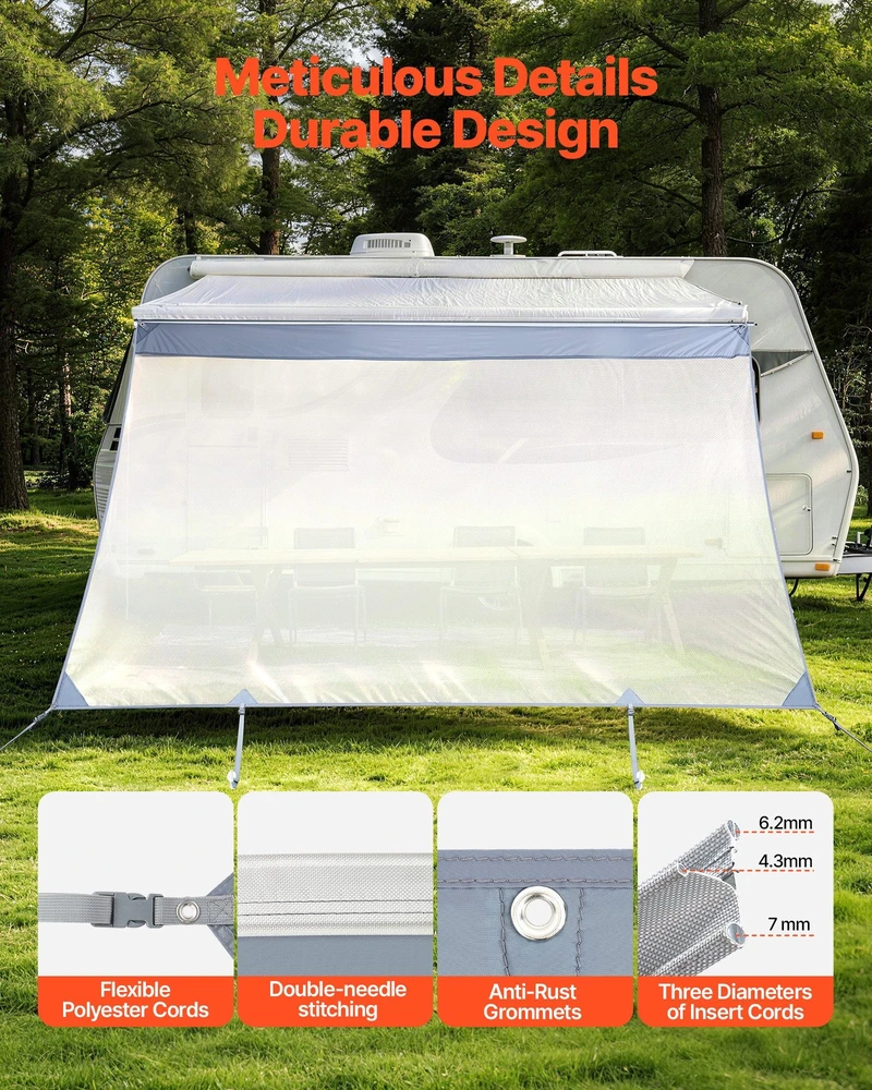 VEVOR Rv markizės nuo saulės ekranas 2 x 3,3 m