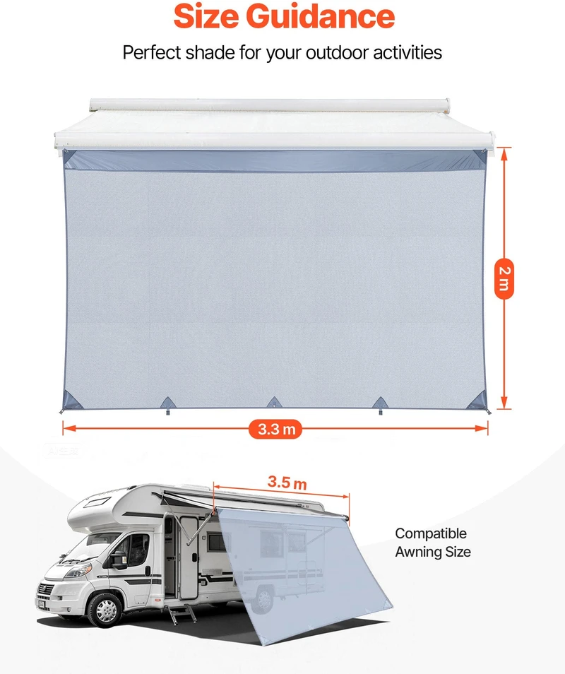 VEVOR Rv markizės nuo saulės ekranas 2 x 3,3 m