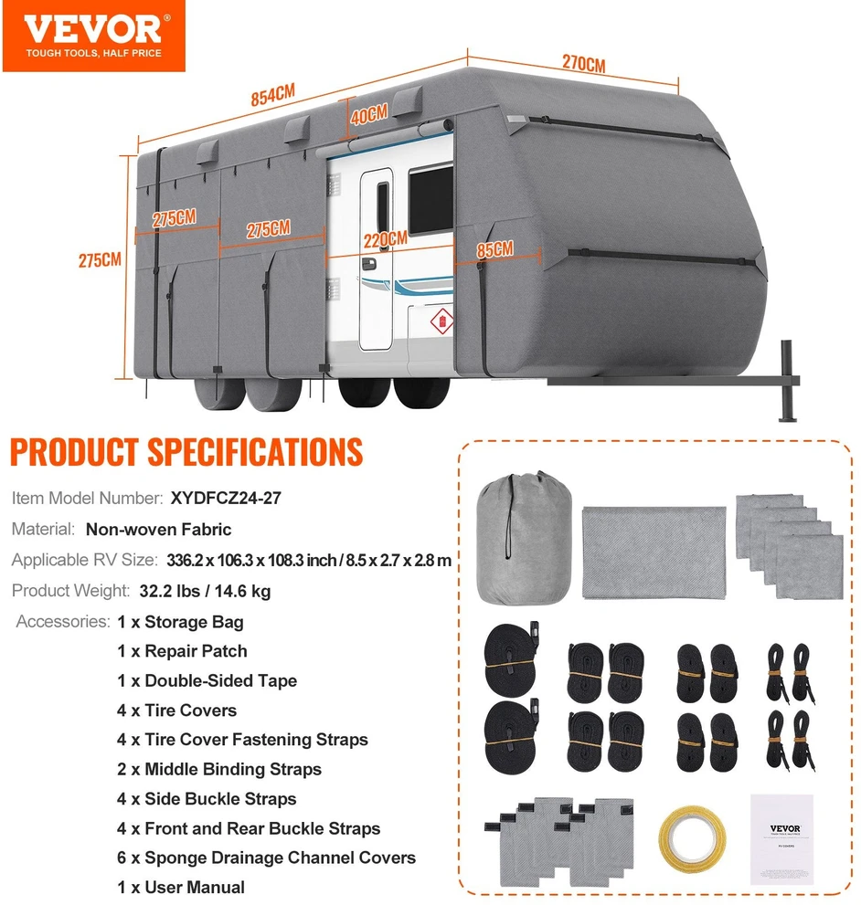 Vevor 24-27 ft klasės A kemperio tentu