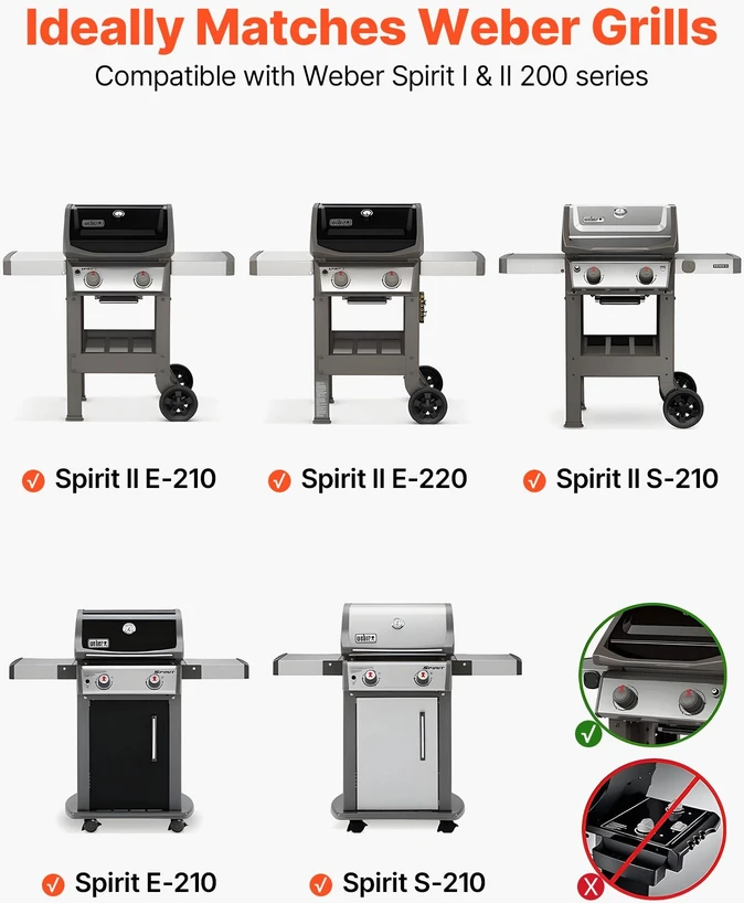 VEVOR grilio grotelės Weber Spirit 200 serijai, 39 cm