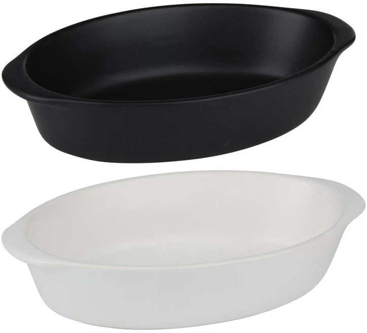 Alpina - Ceramic Oven-Resistant Baking Dish, Oval, 20x12x5 cm, 470 ml (Baltas)