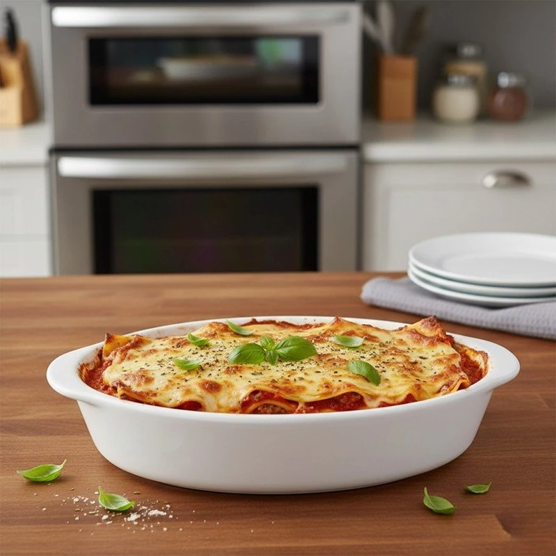 Alpina - Ceramic Oven-Resistant Baking Dish, Oval, 20x12x5 cm, 470 ml (Baltas)