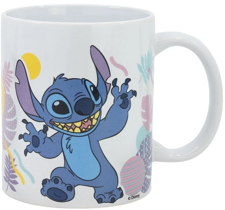 STOR „Disney Stitch“ – keraminis puodelis iš Havajų gėlių kolekcijos, 325 ml