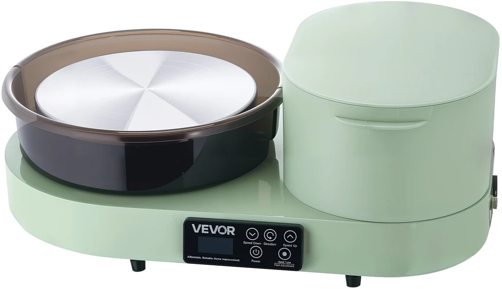VEVOR Elektrinis puodų žiedimo ratas 28 cm su pėdalu