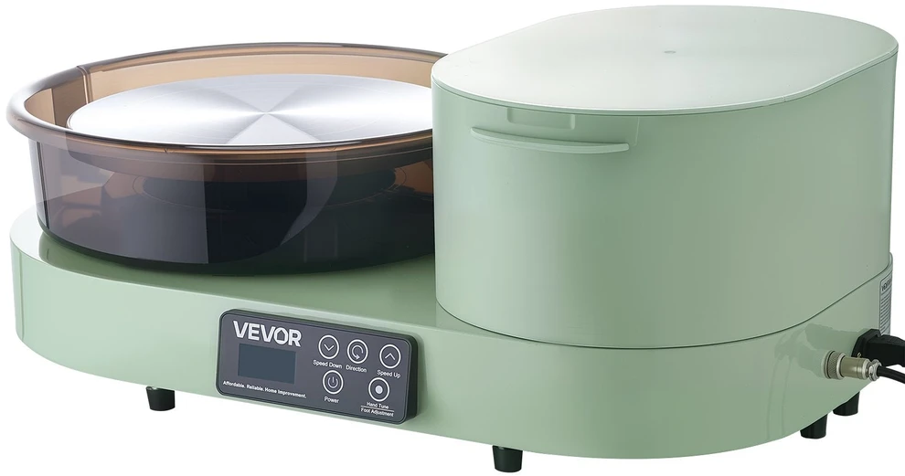 VEVOR Elektrinis puodų žiedimo ratas 28 cm su pėdalu