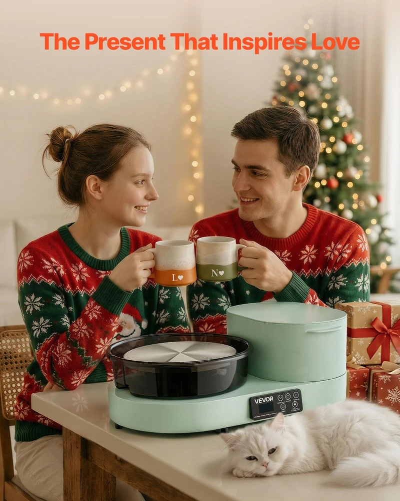 VEVOR Elektrinis puodų žiedimo ratas 28 cm su pėdalu