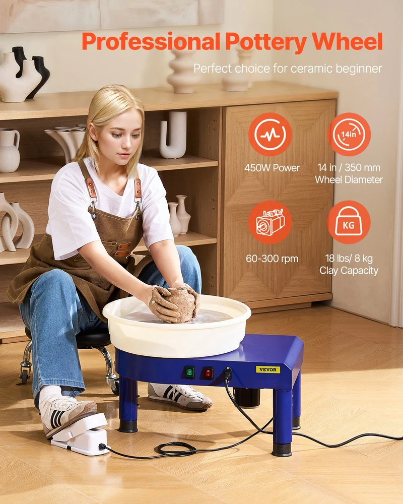 VEVOR Keramikos žiedimo staklės 35 cm 60-300 RPM
