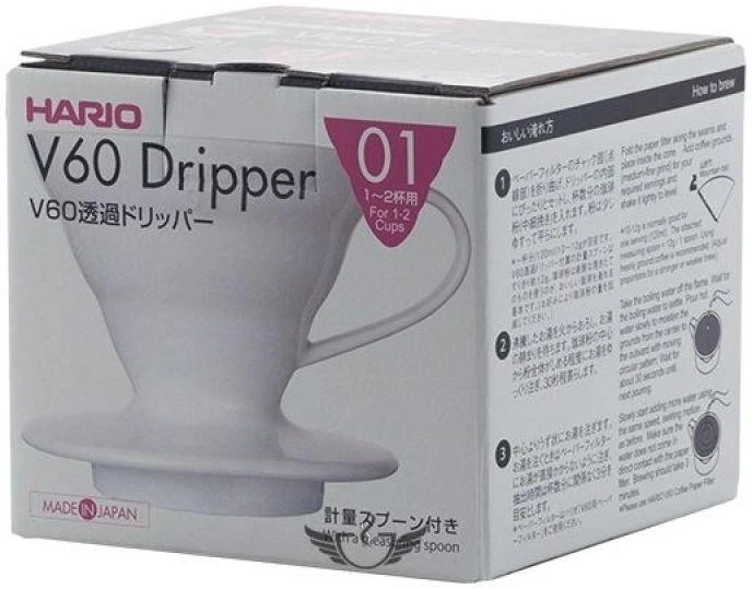 HARIO V60-01 Baltas Ceramic Lašėjimo