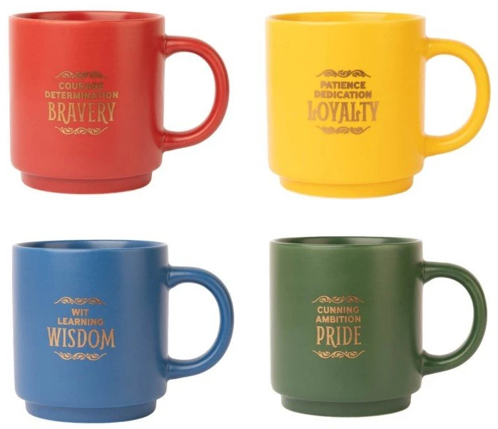 Harry Potter Haris Poteris - Rinkinys keraminiai puodeliai su stovu 300 ml 4 vnt. Hogvartso namai