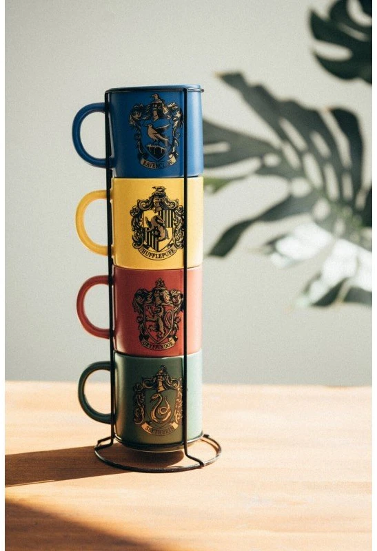 Harry Potter Haris Poteris - Rinkinys keraminiai puodeliai su stovu 300 ml 4 vnt. Hogvartso namai