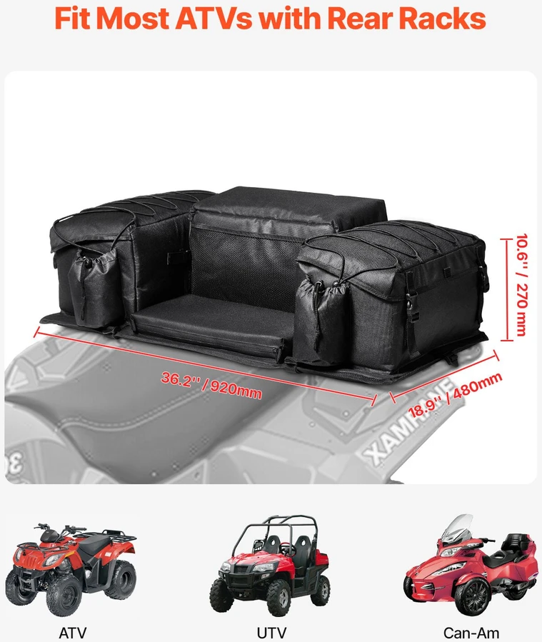 VEVOR 50L ATV galinė daiktadėžė su kempine