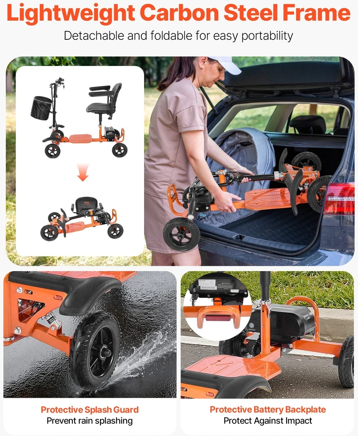 VEVOR Keturratis sulankstomas elektrinis motoroleris