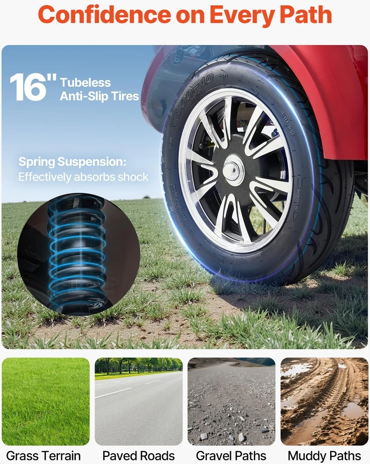 Vevor Keturratis elektrinis vežimėlis suaugusiems ir senjorams