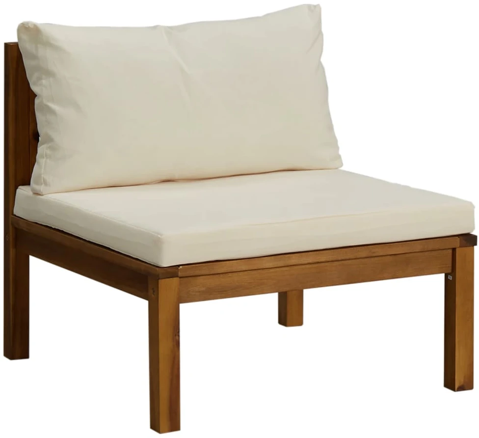 Keturvietė sodo sofa su kreminėmis pagalvėlėmis, akacija