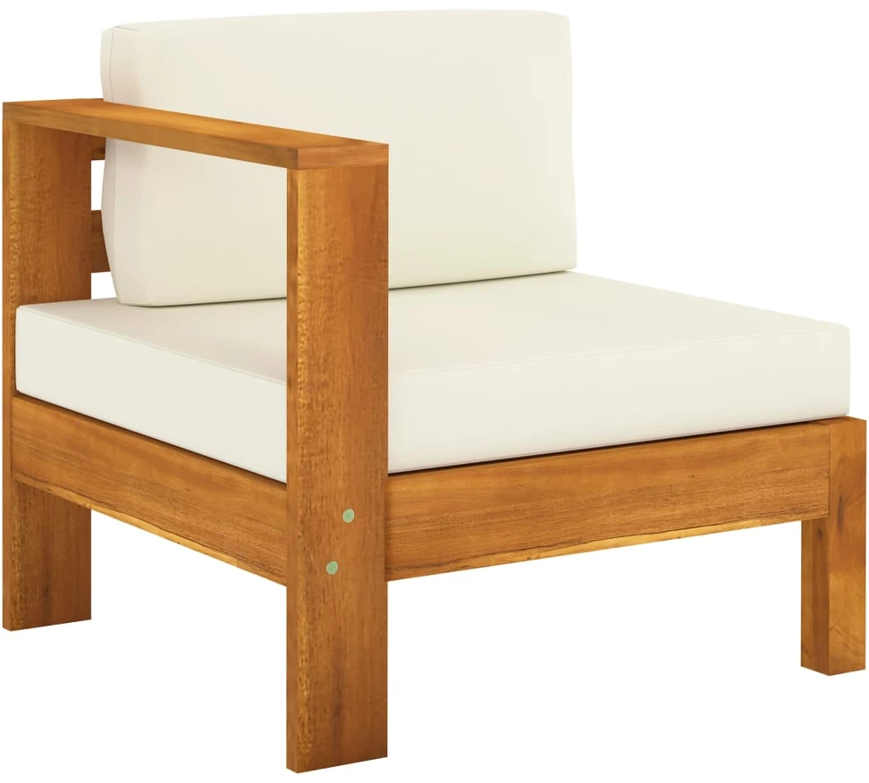 Keturvietė sodo sofa su kreminėmis pagalvėmis, akacijos masyvas