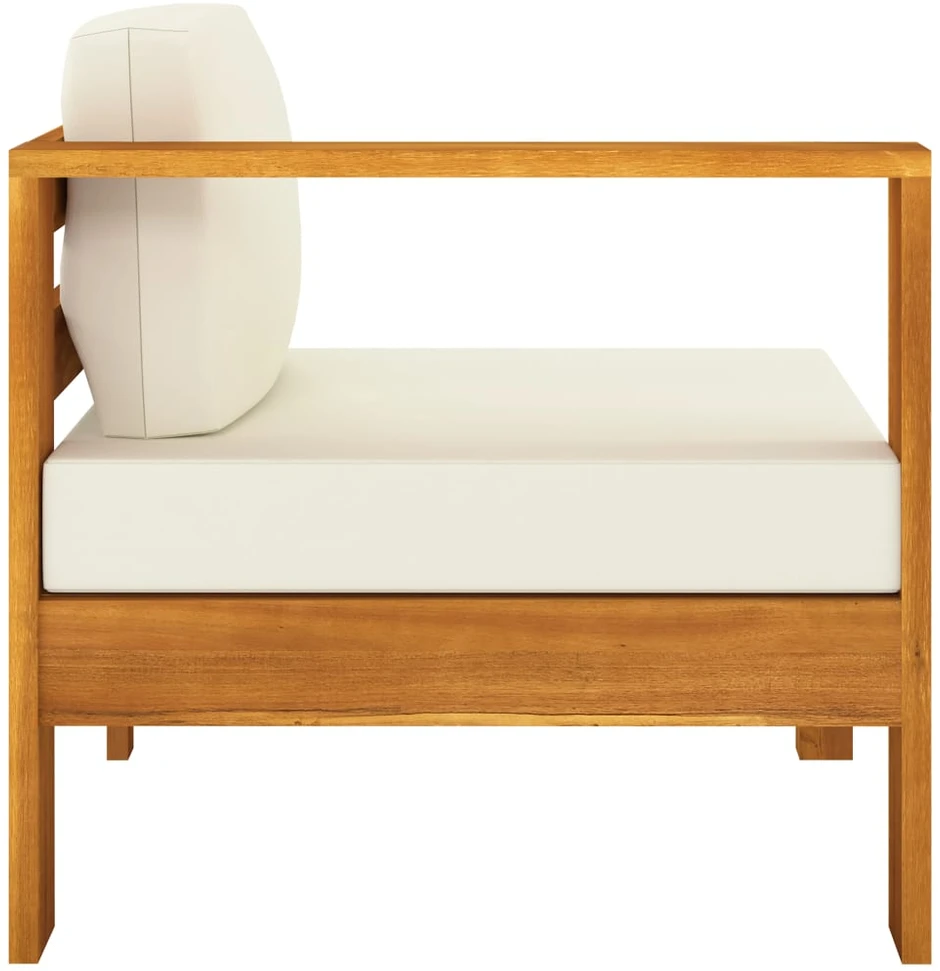 Keturvietė sodo sofa su kreminėmis pagalvėmis, akacijos masyvas