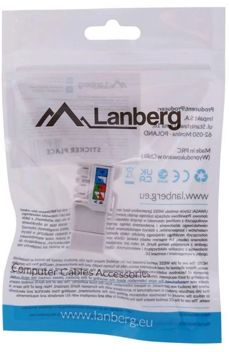 LANBERG KSU6-1090 Keystone modulis RJ45 LSA 90deg UTP Cat.6