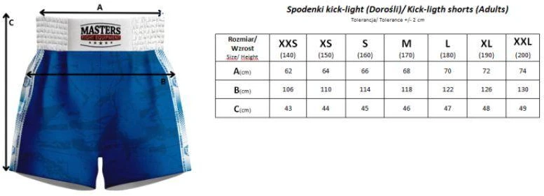 Kick Light Treniruočių Šortai MASTERS (WAKO PATVIRTINTI)
