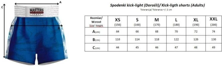 Kick Light Treniruočių Šortai MASTERS (WAKO PATVIRTINTI)