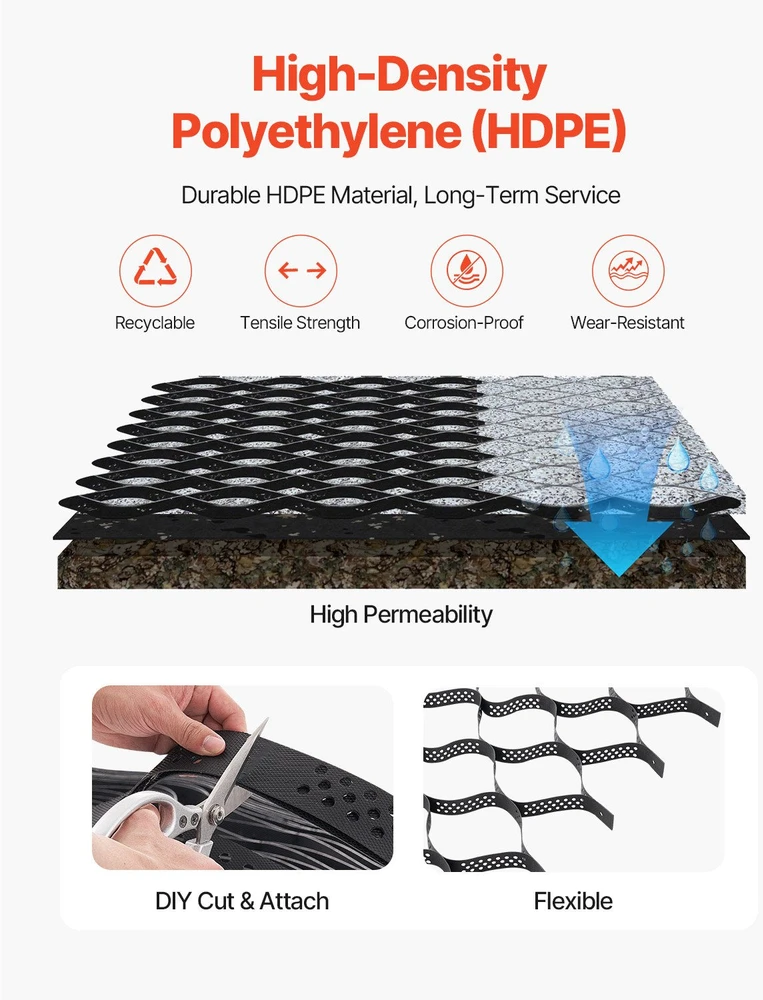 Vevor 2 cm gylio geotinklas žvyro stabilizavimui