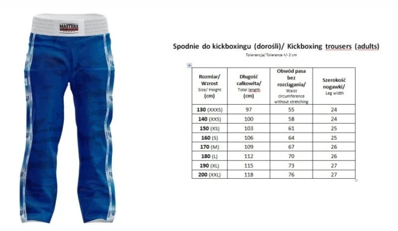Kikbokso kelnės MASTERS, WAKO patvirtintos
