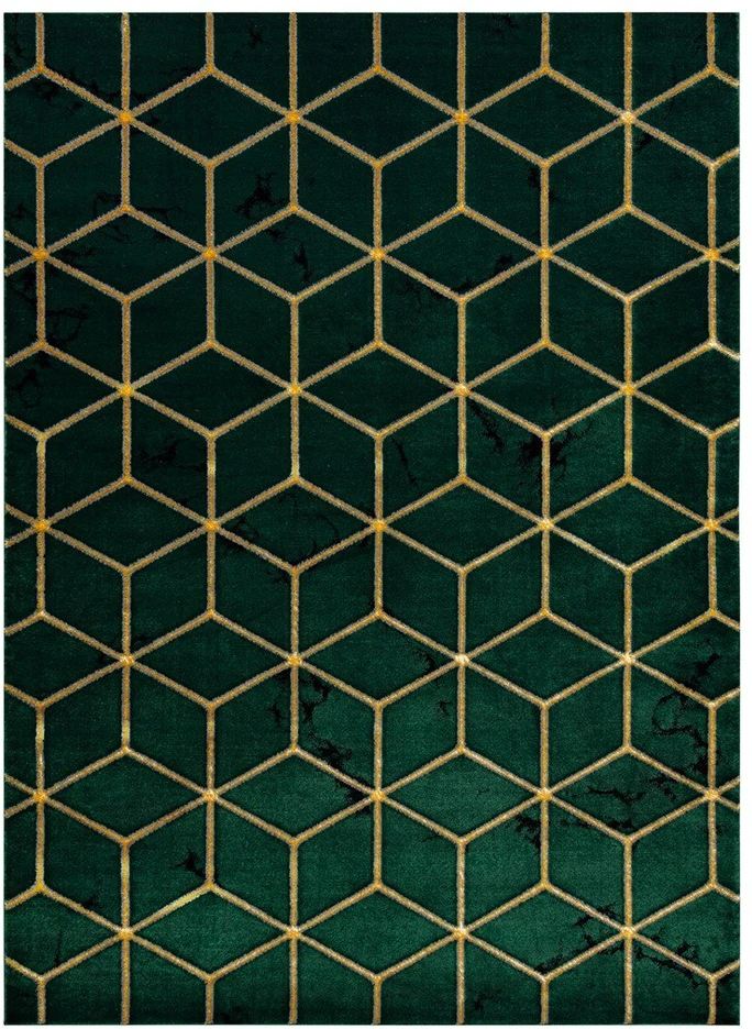 Kilimas 140 × 190 cm, butelių žalia ir auksinės spalvos ESTEMA