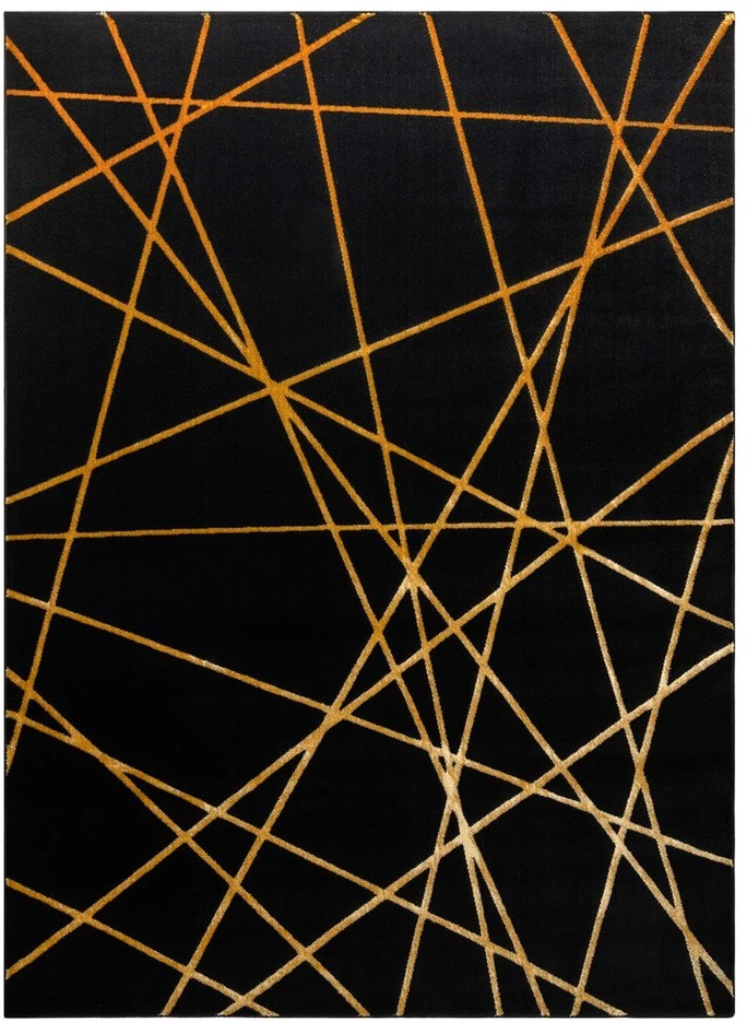 Kilimas 140 × 190 cm, juodos ir auksinės spalvos MOSSE ARTDECO