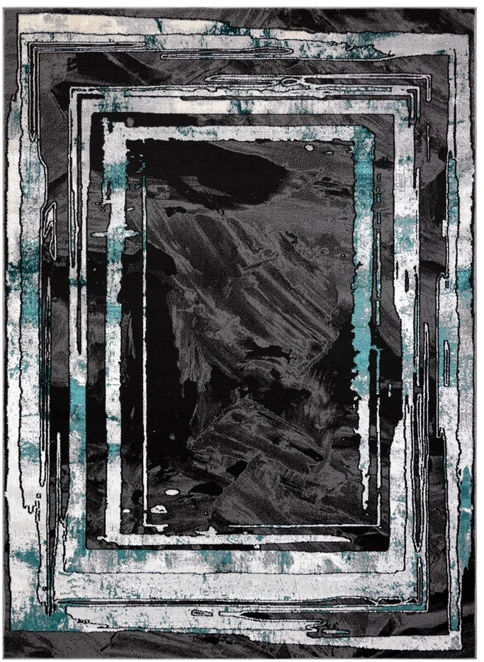 Kilimas 160 × 220 cm, pilkos ir žalios spalvos WELLI FRAME
