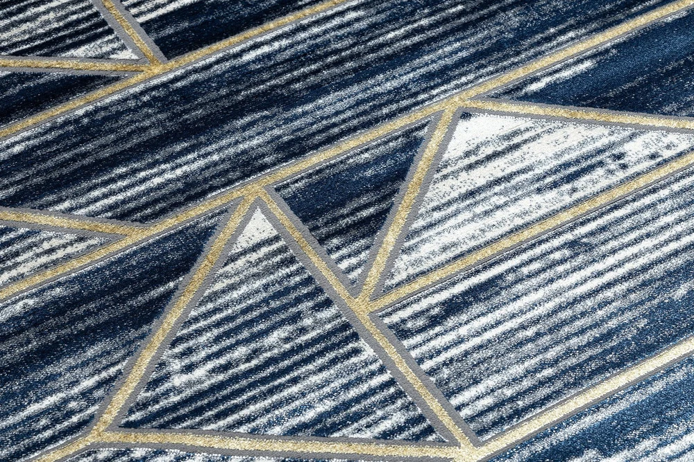 Kilimas 160 × 220 cm, tamsiai mėlynos ir auksinės spalvos WELLI