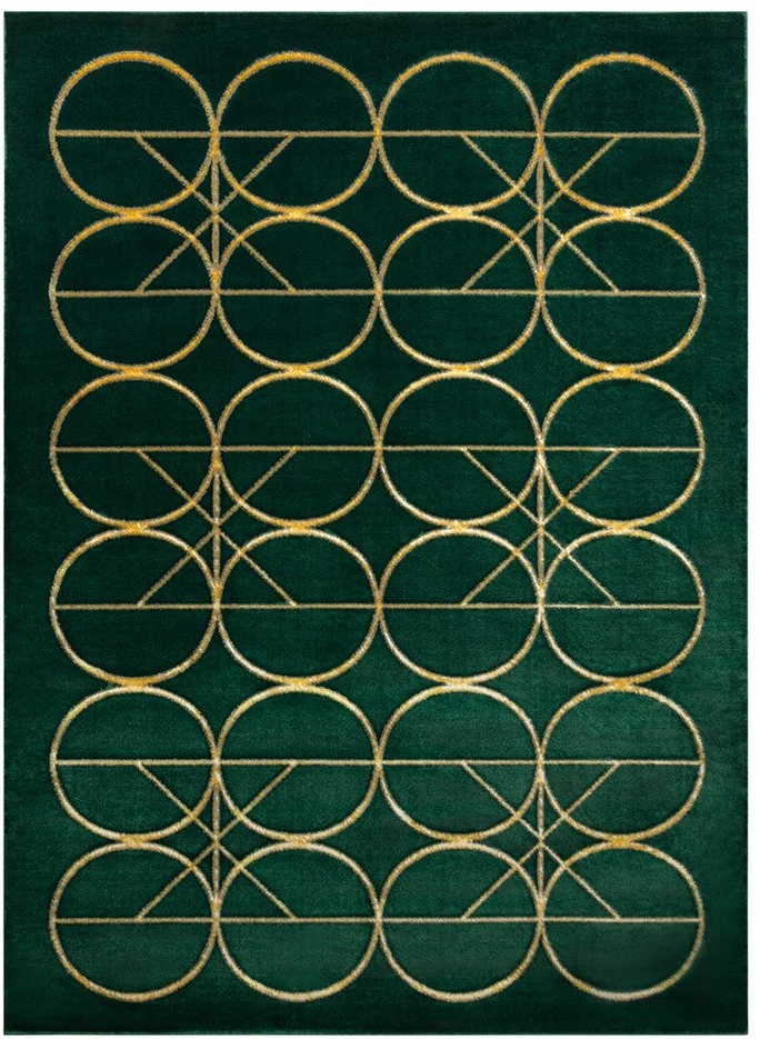 Kilimas 80 × 150 cm, butelių žalios ir auksinės spalvos ESTEMA