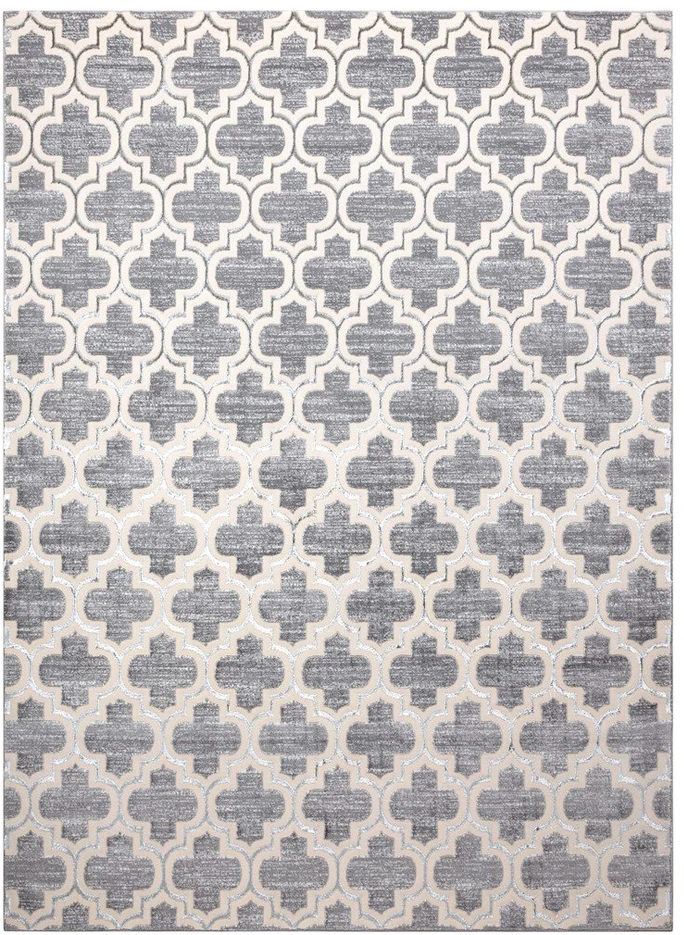 Kilimas 80 × 150 cm, pilkos ir kreminės spalvos IONA CLOVER (80x150)