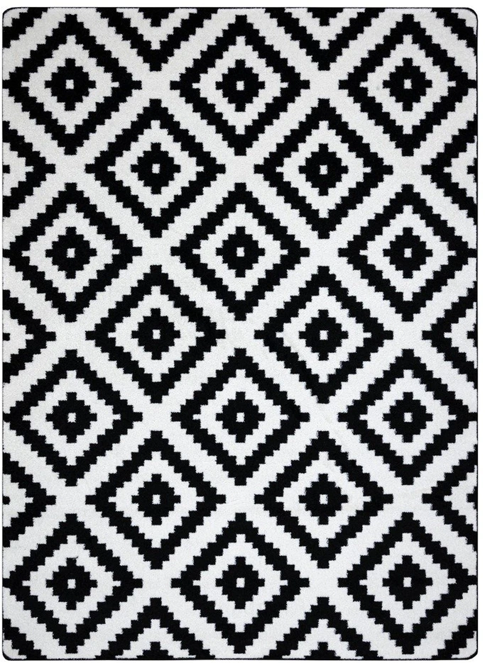 Kilimas geometrinio rašto juodos ir kreminės spalvos 120x170 cm