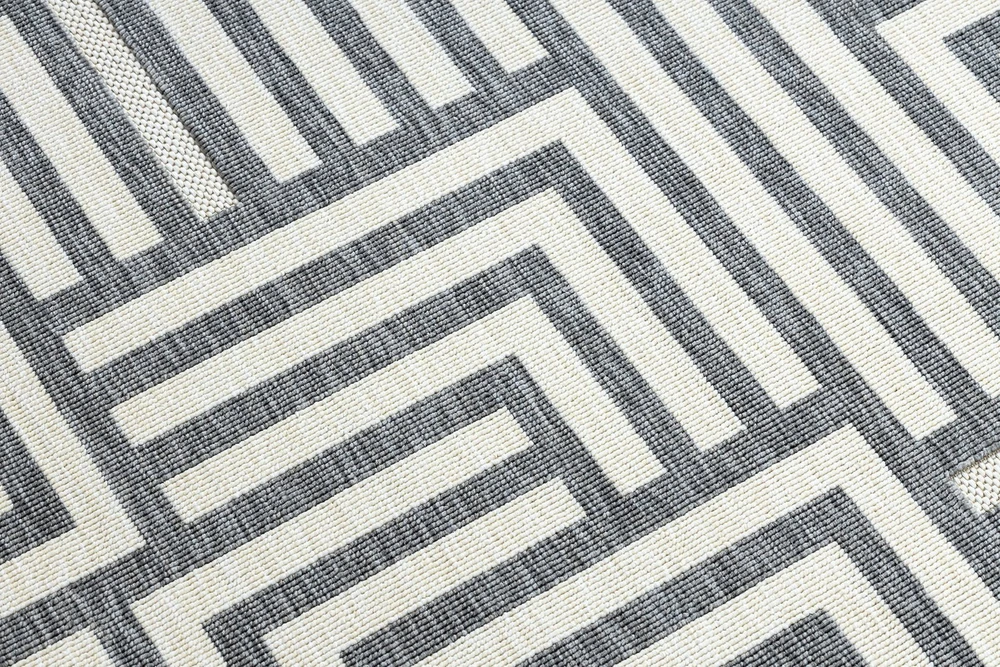 Kilimas geometrinio rašto pilkos ir kreminės spalvos WINK MAZE